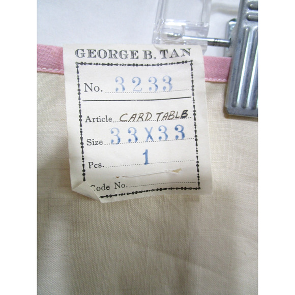 VTG George B Tan Hand Embroidered Playing Card Table Cloth Cover 33" x 33" - Picture 11 of 14